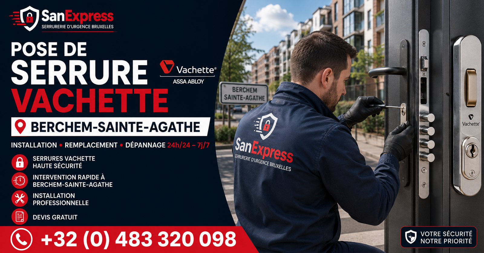 Pose de serrure Vachette Berchem-Sainte-Agathe